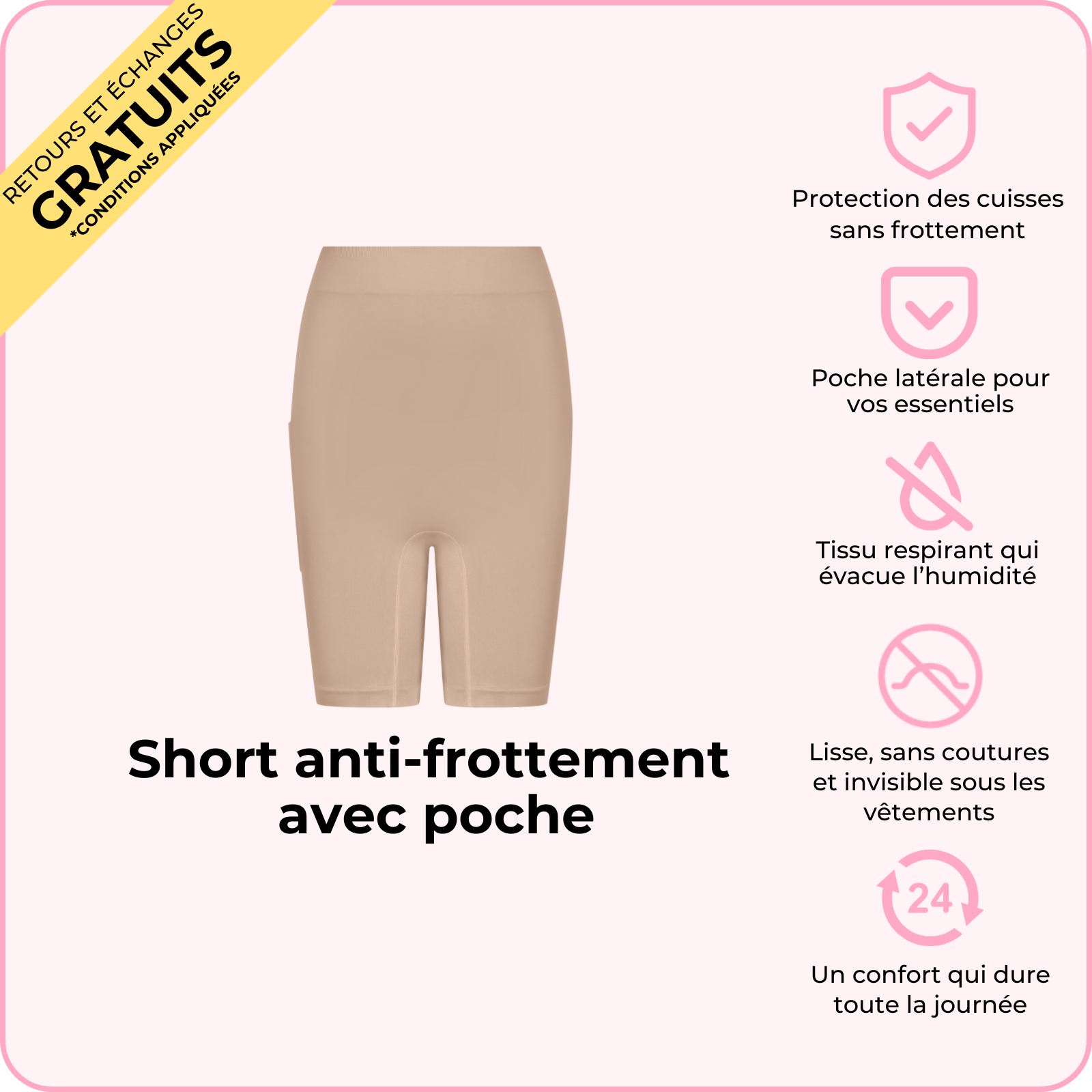 Short anti-frottement avec poche